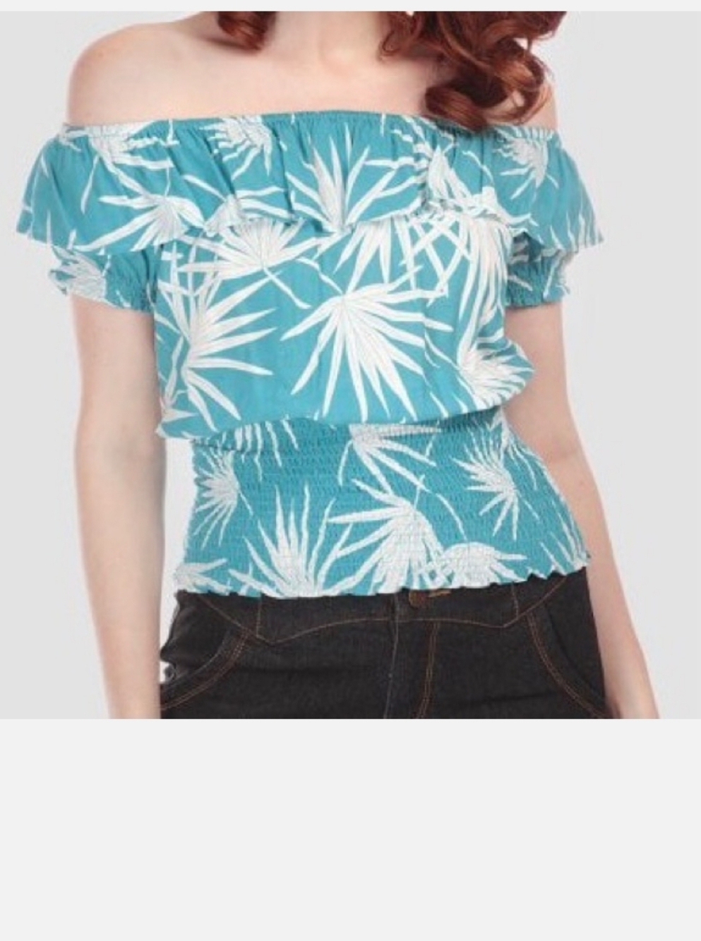 Collectif Bebe Palm print top size L /14 NWT